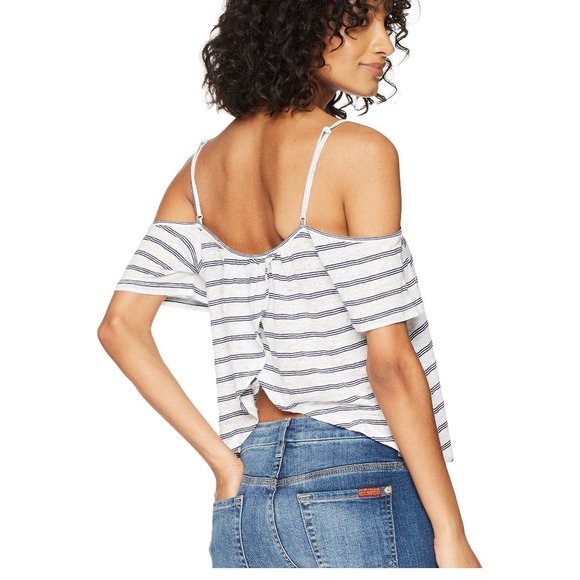 BB DAKOTA Striped Linen Cold Shoulder Tank Top - Picture 4 of 4